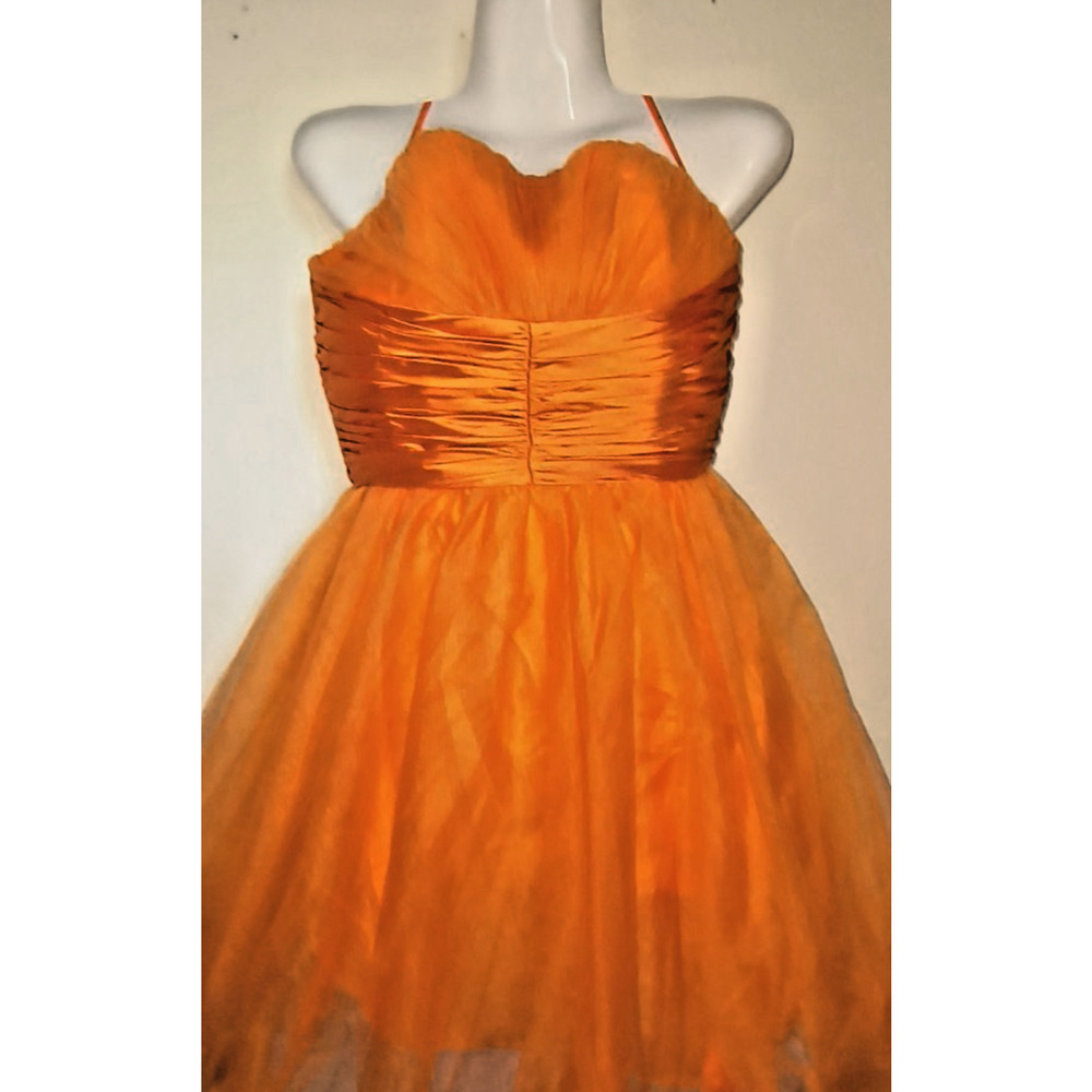 Dancing Queen Orange Sleeveless Pleated Dress Size M W005